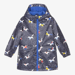 Joules Raindance Horse Print Hooded Raincoat 10